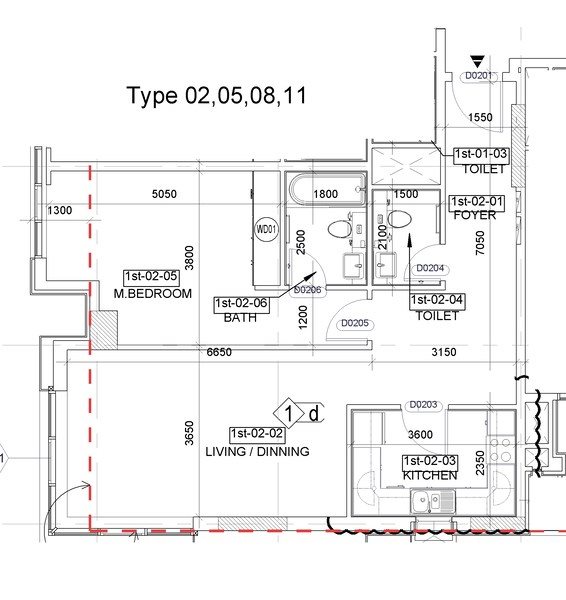 1 Bedroom floor plan 02-05-11 ADCP P/2910 in Khalifa Complex Khalifa City A
